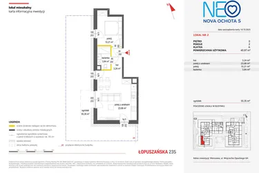 Rzut - Mieszkanie na sprzedaż 2 pokoje o powierzchni 40,97 m² - numer 2 w Neo Nova Ochota 5