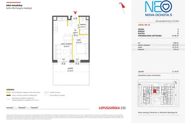 Rzut - Mieszkanie na sprzedaż 2 pokoje o powierzchni 37,06 m² - numer 35 w Neo Nova Ochota 5