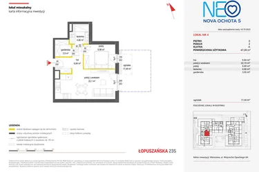 Rzut - Mieszkanie na sprzedaż 2 pokoje o powierzchni 47,09 m² - numer 4 w Neo Nova Ochota 5