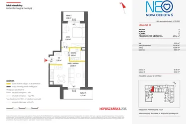 Rzut - Mieszkanie na sprzedaż 2 pokoje o powierzchni 45,34 m² - numer 31 w Neo Nova Ochota 5
