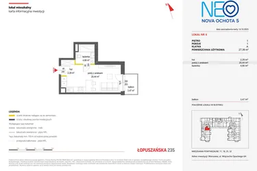 Rzut - Mieszkanie na sprzedaż 1 pokój o powierzchni 27,39 m² - numer 6 w Neo Nova Ochota 5