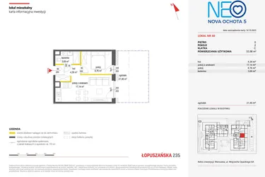 Rzut - Mieszkanie na sprzedaż 2 pokoje o powierzchni 33,98 m² - numer 60 w Neo Nova Ochota 5
