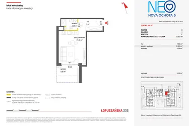 Rzut - Mieszkanie na sprzedaż 1 pokój o powierzchni 32,92 m² - numer 57 w Neo Nova Ochota 5