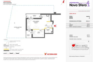 Rzut - Mieszkanie na sprzedaż 2 pokoje o powierzchni 40,56 m² - numer 22 w Miasteczko Nova Sfera 4