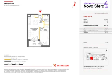 Rzut - Mieszkanie na sprzedaż 2 pokoje o powierzchni 38,1 m² - numer 24 w Miasteczko Nova Sfera 4
