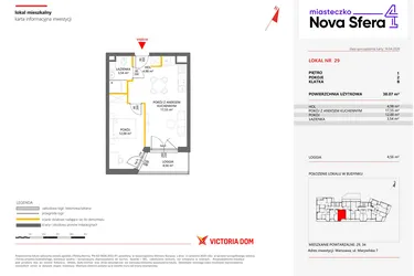 Rzut - Mieszkanie na sprzedaż 2 pokoje o powierzchni 38,07 m² - numer 29 w Miasteczko Nova Sfera 4