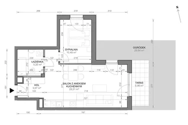Rzut - Mieszkanie na sprzedaż 2 pokoje o powierzchni 48,16 m² - numer A.0.01 w Zamojska Vita