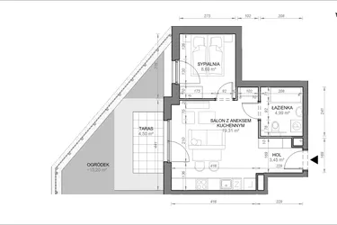 Rzut - Mieszkanie na sprzedaż 2 pokoje o powierzchni 36,44 m² - numer B.0.01 w Zamojska Vita