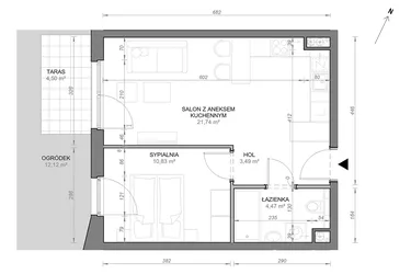 Rzut - Mieszkanie na sprzedaż 2 pokoje o powierzchni 40,53 m² - numer C.0.06 w Zamojska Vita