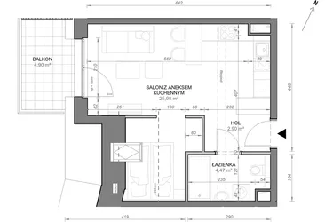 Rzut - Mieszkanie na sprzedaż 1 pokój o powierzchni 33,35 m² - numer C.3.05 w Zamojska Vita