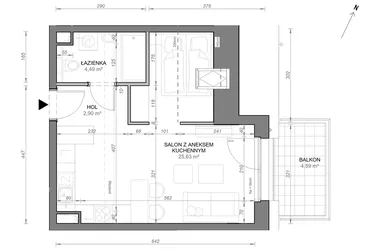 Rzut - Mieszkanie na sprzedaż 1 pokój o powierzchni 33,02 m² - numer C.3.12 w Zamojska Vita