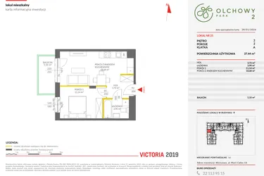Rzut - Mieszkanie na sprzedaż 2 pokoje o powierzchni 37,56 m² - numer 25 w Olchowy Park II