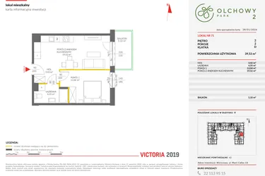Rzut - Mieszkanie na sprzedaż 2 pokoje o powierzchni 39,56 m² - numer 71 w Olchowy Park II