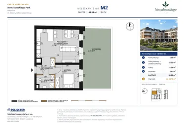 Rzut - Mieszkanie na sprzedaż 2 pokoje o powierzchni 48,88 m² - numer M2 w Nowakowskiego Park