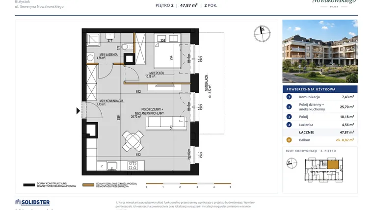 Rzut - Mieszkanie na sprzedaż 2 pokoje o powierzchni 47,87 m² - numer M9 w Nowakowskiego Park