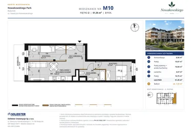 Rzut - Mieszkanie na sprzedaż 3 pokoje o powierzchni 51,35 m² - numer M10 w Nowakowskiego Park