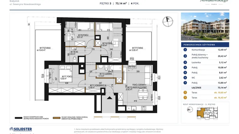 Rzut - Mieszkanie na sprzedaż 4 pokoje o powierzchni 73,14 m² - numer M17 w Nowakowskiego Park