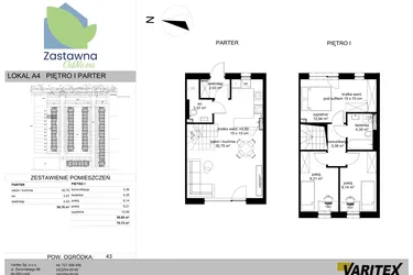 Rzut - Mieszkanie na sprzedaż 4 pokoje o powierzchni 75,75 m² - numer A.4 w Osiedle Zastawna OdNova