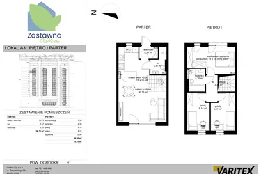 Rzut - Mieszkanie na sprzedaż 4 pokoje o powierzchni 75,75 m² - numer A.3 w Osiedle Zastawna OdNova