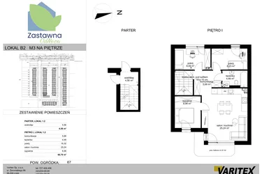 Rzut - Mieszkanie na sprzedaż 4 pokoje o powierzchni 60,7 m² - numer B.2 w Osiedle Zastawna OdNova