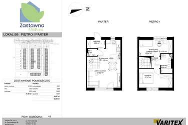 Rzut - Mieszkanie na sprzedaż 3 pokoje o powierzchni 60,95 m² - numer B.6 w Osiedle Zastawna OdNova