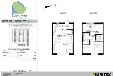 Rzut - Mieszkanie na sprzedaż 3 pokoje o powierzchni 60,95 m² - numer B.10 w Osiedle Zastawna OdNova