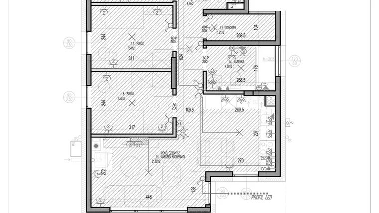 Rzut - Mieszkanie na sprzedaż 4 pokoje o powierzchni 61,19 m² - numer L2.1 w HEJ! Baniocha L