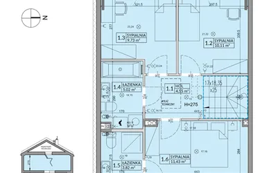 Rzut - Dom na sprzedaż 5 pokoi o powierzchni 94,5 m² - numer 163A w Arkady Walendów etap 6 i 7