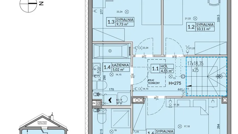Rzut - Dom na sprzedaż 5 pokoi o powierzchni 94,5 m² - numer 163A w Arkady Walendów etap 6 i 7