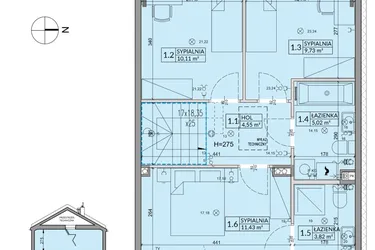 Rzut - Dom na sprzedaż 5 pokoi o powierzchni 94,5 m² - numer 164B w Arkady Walendów etap 6 i 7