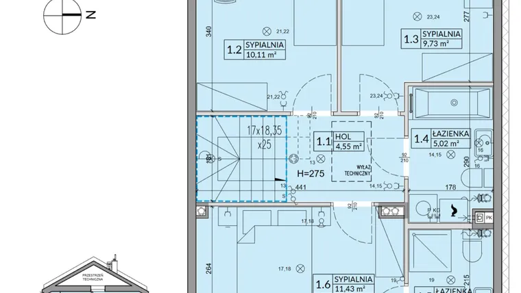 Rzut - Dom na sprzedaż 5 pokoi o powierzchni 94,5 m² - numer 164B w Arkady Walendów etap 6 i 7
