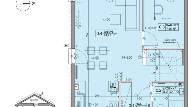 Rzut - Dom na sprzedaż 5 pokoi o powierzchni 94,5 m² - numer 165A w Arkady Walendów etap 6 i 7