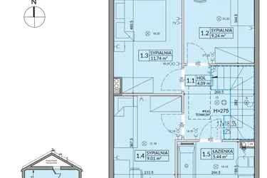 Rzut - Dom na sprzedaż 4 pokoje o powierzchni 85,17 m² - numer 181B w Arkady Walendów etap 6 i 7