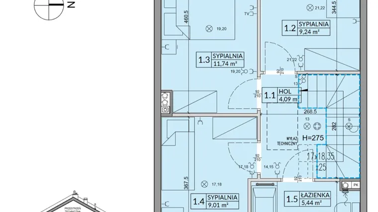 Rzut - Dom na sprzedaż 4 pokoje o powierzchni 85,17 m² - numer 166A w Arkady Walendów etap 6 i 7
