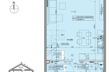 Rzut - Dom na sprzedaż 4 pokoje o powierzchni 85,17 m² - numer 184B w Arkady Walendów etap 6 i 7