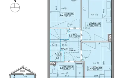Rzut - Dom na sprzedaż 4 pokoje o powierzchni 85,17 m² - numer 186A w Arkady Walendów etap 6 i 7