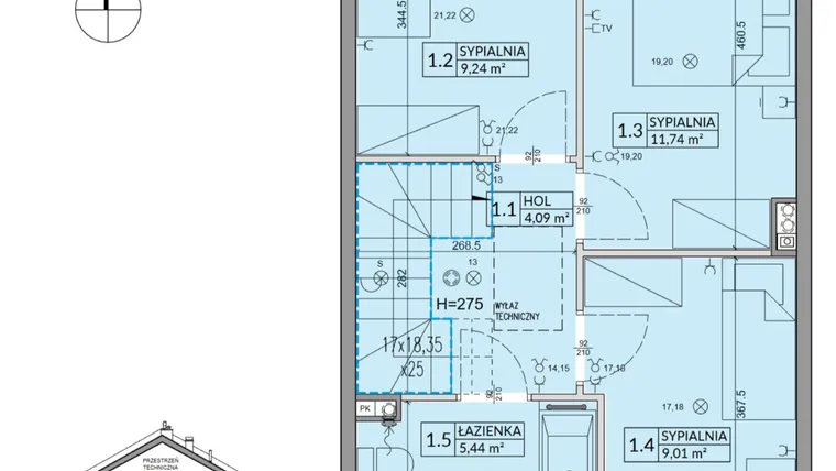 Rzut - Dom na sprzedaż 4 pokoje o powierzchni 85,17 m² - numer 186A w Arkady Walendów etap 6 i 7