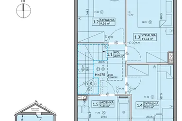 Rzut - Dom na sprzedaż 4 pokoje o powierzchni 85,17 m² - numer 184A w Arkady Walendów etap 6 i 7
