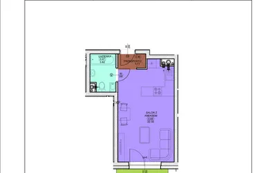 Rzut - Mieszkanie na sprzedaż 1 pokój o powierzchni 27,88 m² - numer B08 w Osiedle Zuchów - Bud. B i C