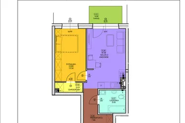 Rzut - Mieszkanie na sprzedaż 2 pokoje o powierzchni 46,78 m² - numer B05 w Osiedle Zuchów - Bud. B i C