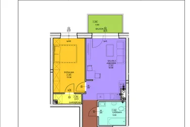 Rzut - Mieszkanie na sprzedaż 2 pokoje o powierzchni 46,79 m² - numer B14 w Osiedle Zuchów - Bud. B i C