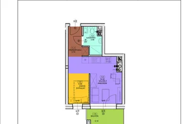 Rzut - Mieszkanie na sprzedaż 1 pokój o powierzchni 26,68 m² - numer B09 w Osiedle Zuchów - Bud. B i C