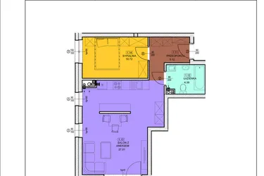 Rzut - Mieszkanie na sprzedaż 2 pokoje o powierzchni 47,25 m² - numer B11 w Osiedle Zuchów - Bud. B i C