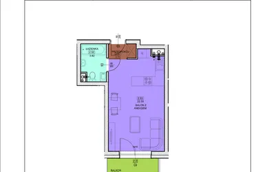 Rzut - Mieszkanie na sprzedaż 1 pokój o powierzchni 27,88 m² - numer B26 w Osiedle Zuchów - Bud. B i C