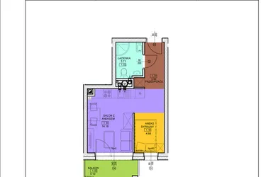 Rzut - Mieszkanie na sprzedaż 1 pokój o powierzchni 26,47 m² - numer C17 w Osiedle Zuchów - Bud. B i C