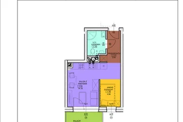 Rzut - Mieszkanie na sprzedaż 1 pokój o powierzchni 26,47 m² - numer C26 w Osiedle Zuchów - Bud. B i C