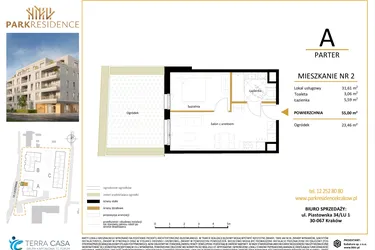 Rzut - Mieszkanie na sprzedaż 2 pokoje o powierzchni 37,12 m² - numer LM-02 w Park Residence