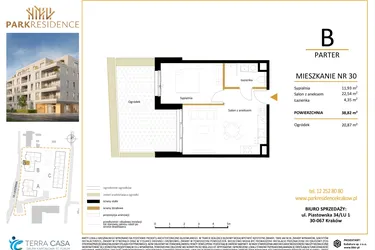 Rzut - Mieszkanie na sprzedaż 2 pokoje o powierzchni 38,82 m² - numer LM-30 w Park Residence