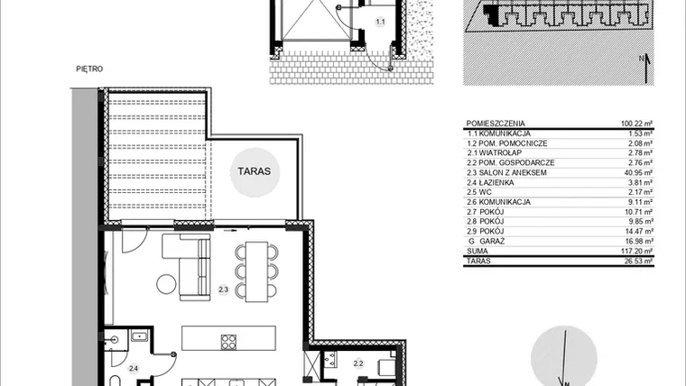 Rzut - Mieszkanie na sprzedaż 4 pokoje o powierzchni 117,45 m² - numer 52/2 w Działowskiego Zacisze