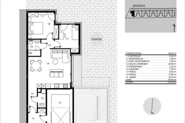 Rzut - Mieszkanie na sprzedaż 3 pokoje o powierzchni 89,59 m² - numer 52/1 w Działowskiego Zacisze